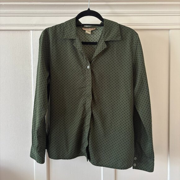 90s Vintage Polka Dot Long Sleeve Blouse Notations SMALL - Picture 1 of 4